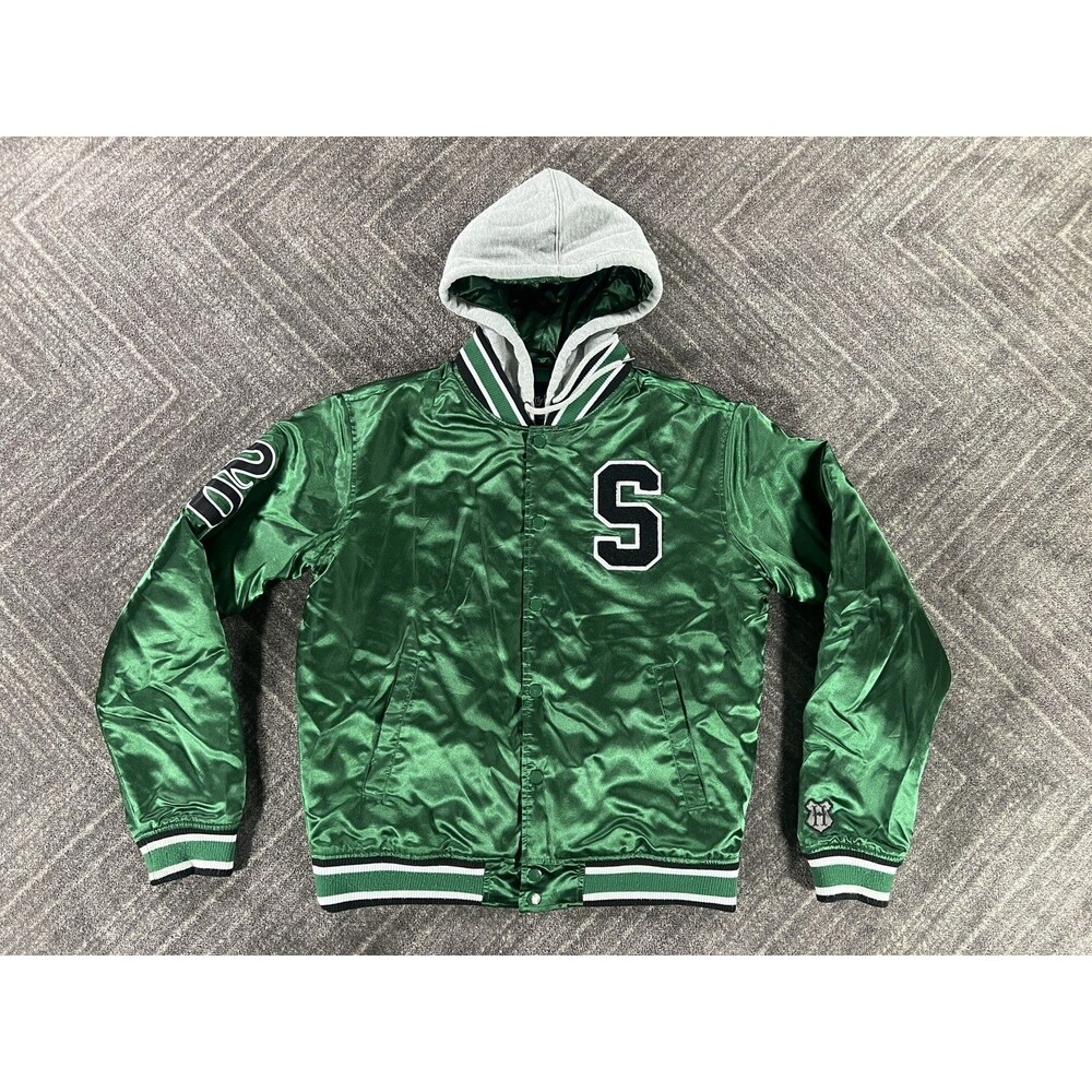 Harry Potter Slytherin Green Varsity Bomber Hooded Jacket Size Small